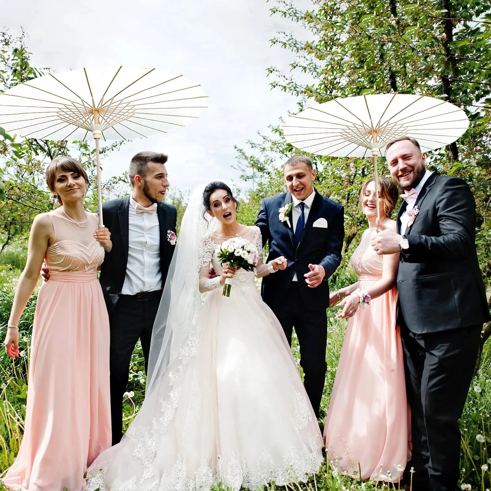 Paper Umbrella - 30-50PCS 80cm White Parasol for Wedding Decor.