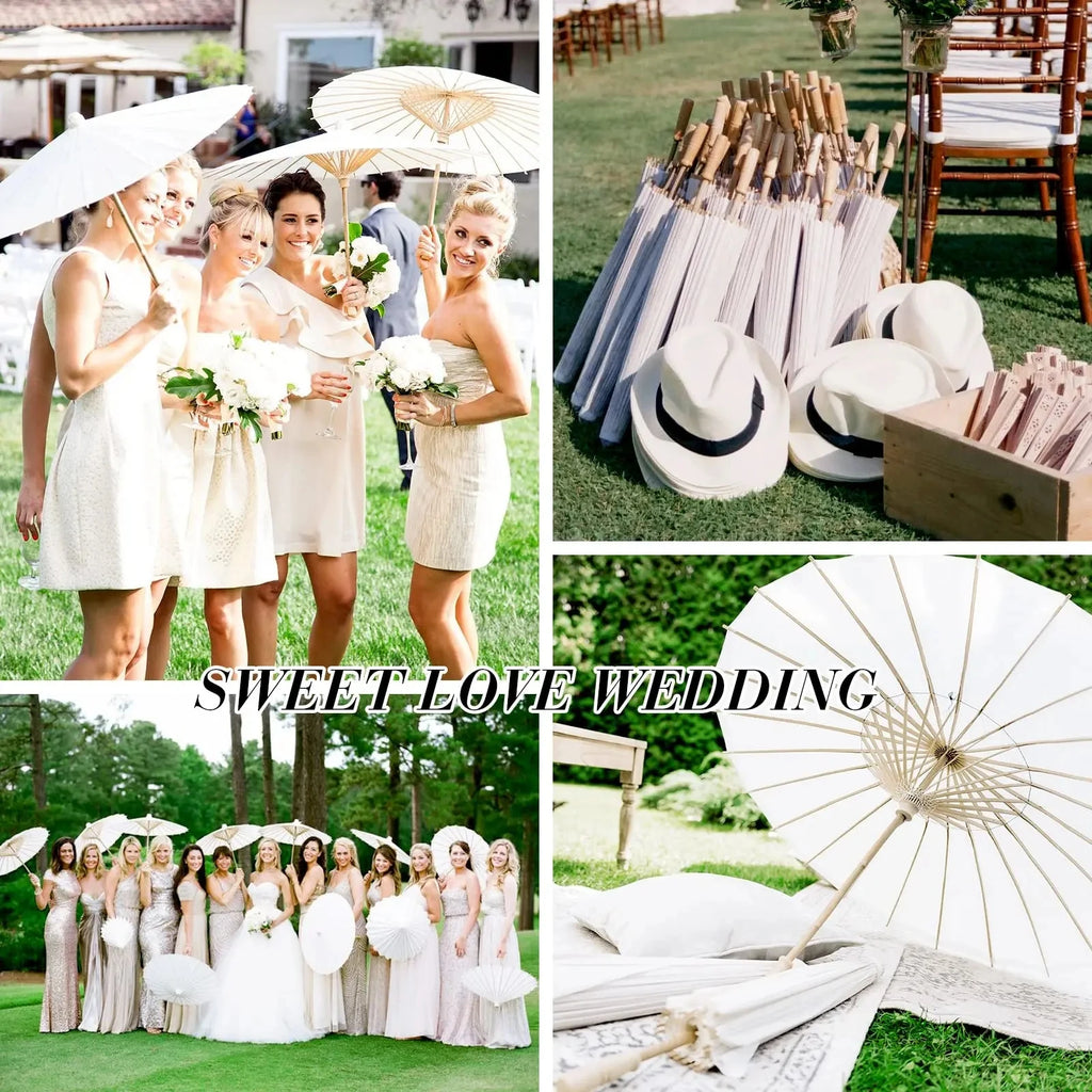 Paper Umbrella - 30-50PCS 80cm White Parasol for Wedding Decor.