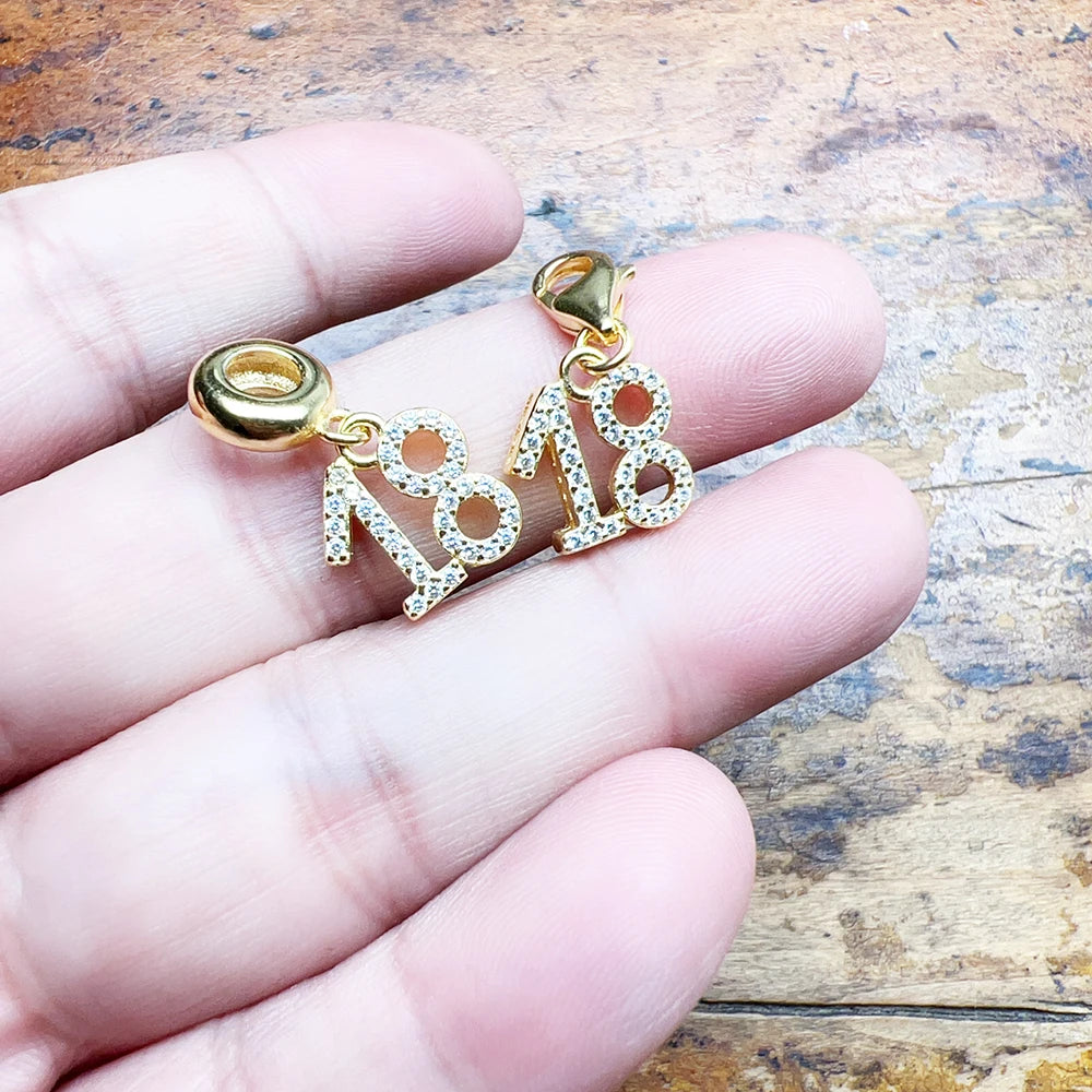 Vergoldeter Charm-Anhänger Zahl 18 925 Sterling Silber