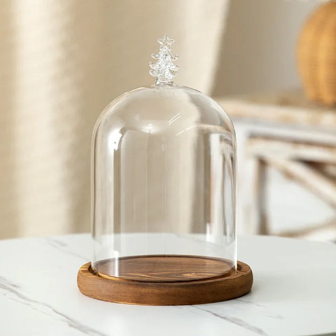 Kerzenhalter Glasdeckel Holzsockel Aromatherapie