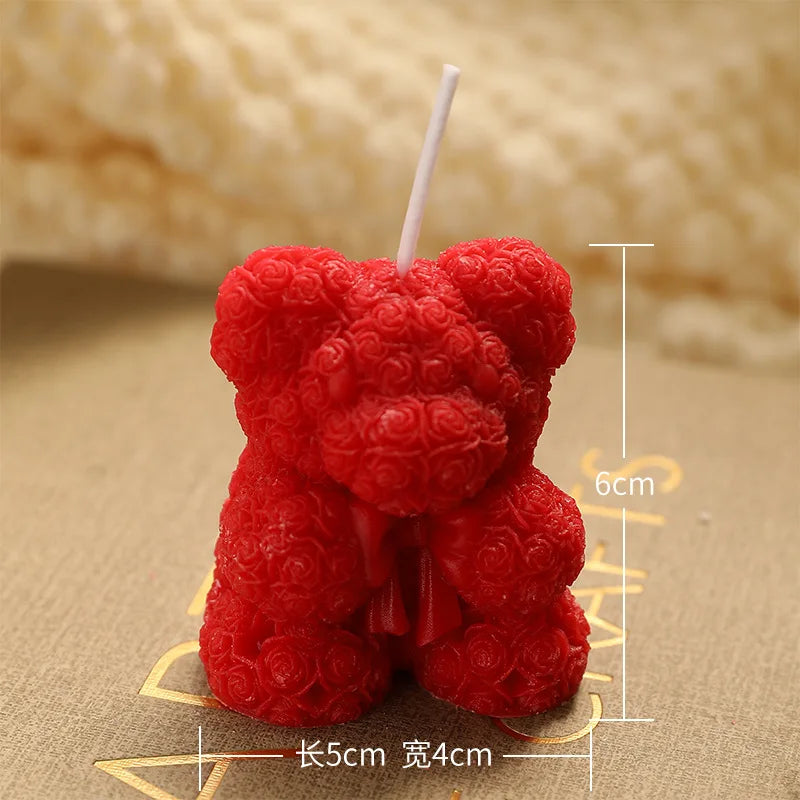 Candle Rose Bear Aromatherapy Lovely Scented.