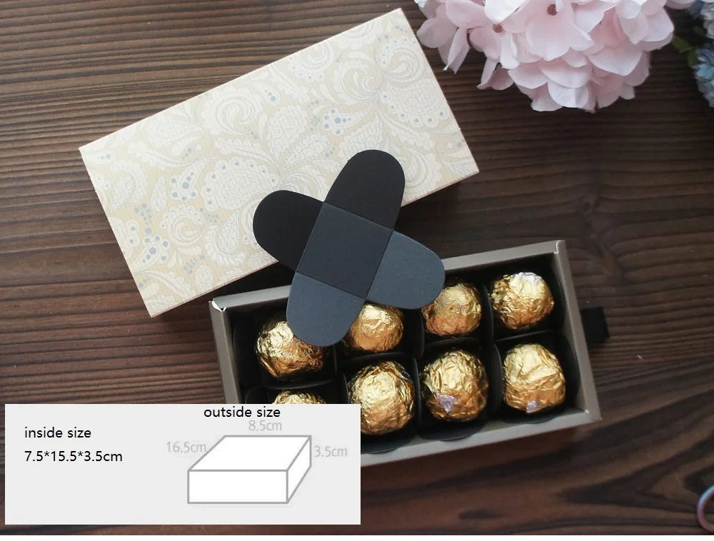 Elegante confezione regalo con motivo floreale blu e giallo, 3 misure, 10 pezzi