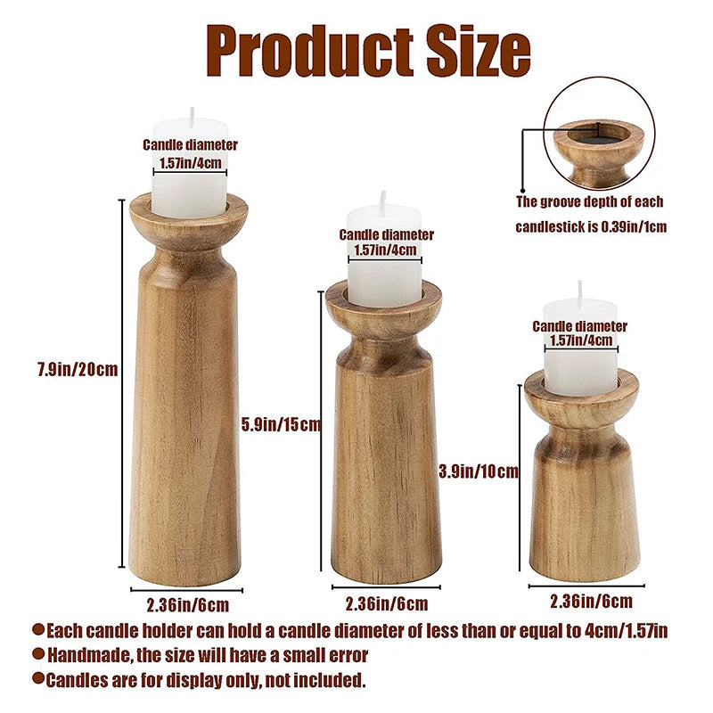 Vintage-Kerzenhalter aus Holz, Esstische, Hochzeiten, Partys.