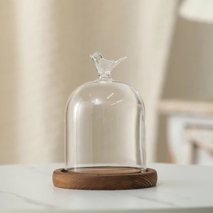 Kerzenhalter Glasdeckel Holzsockel Aromatherapie