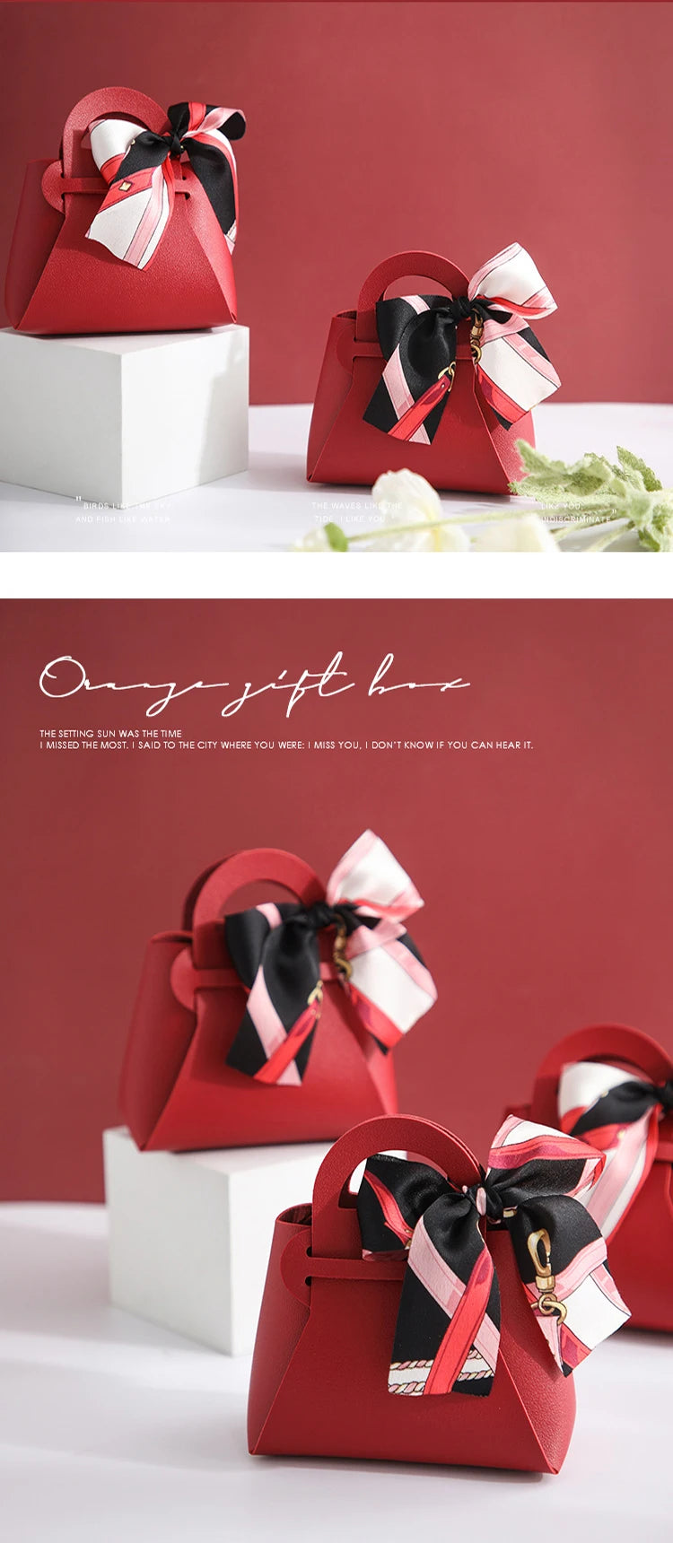 Borse regalo in pelle, mini borsetta con nastro, 5 pezzi