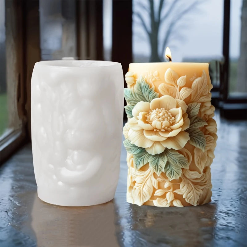 Silicone Mold Flower Lavender Gypsum Cylindrical Candle Making