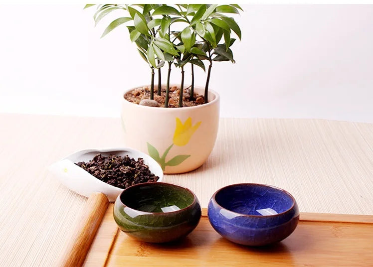 Handmade Ice Crack Ceramic Candlestick Bowl