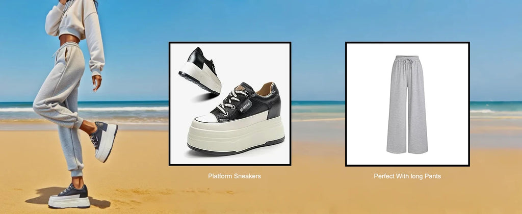 Zapatillas de plataforma Fujin para mujer de piel auténtica