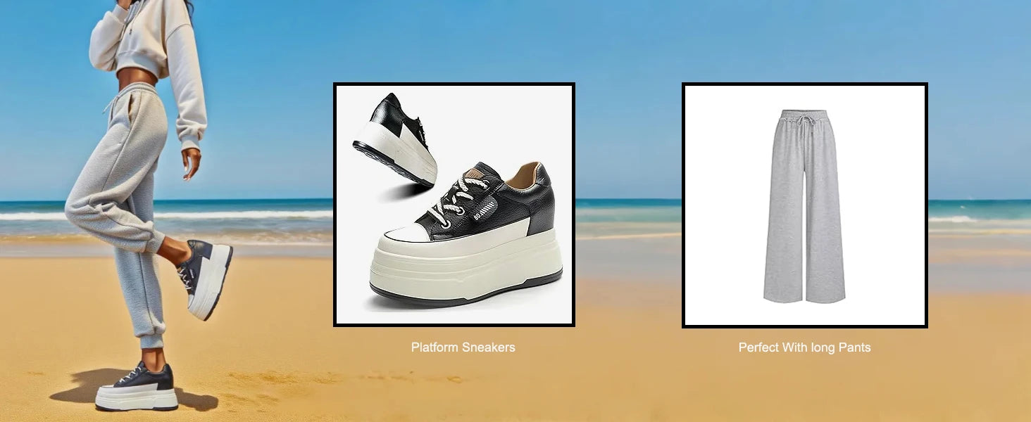 Zapatillas de plataforma Fujin para mujer de piel auténtica