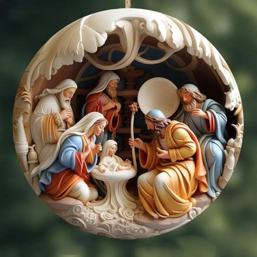 Weihnachtsanhänger, 3D-bemalte Krippenfigur, Weihnachtsbaumschmuck