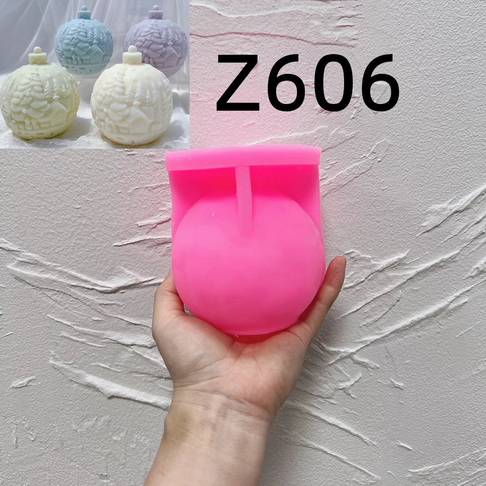 Kugelförmige Silikon-Kerzenform, 5 Designs, Weihnachten