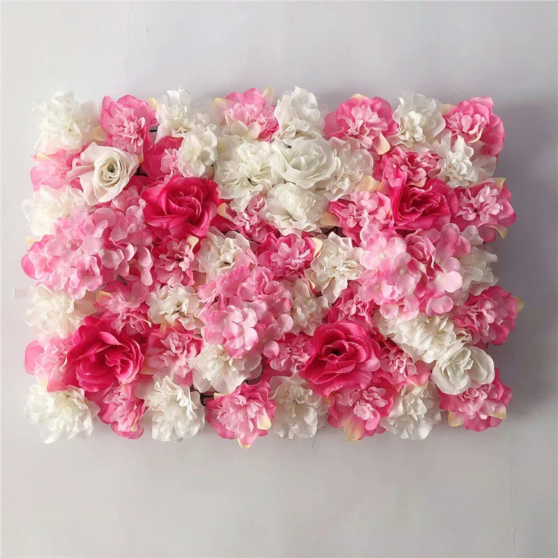 Decoración de fondo de pared con flores artificiales de rosas de seda rosa