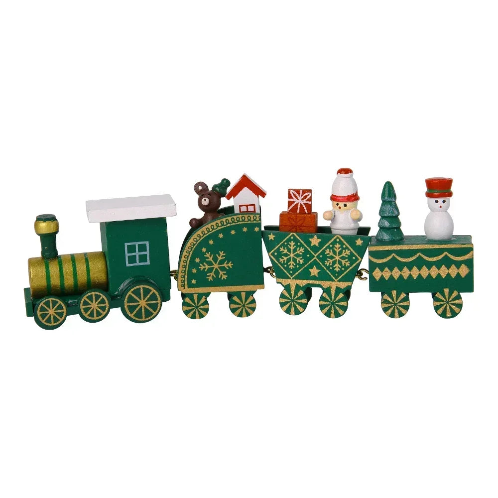 Adornos navideños de tren de madera, decoración para tarta de Papá Noel