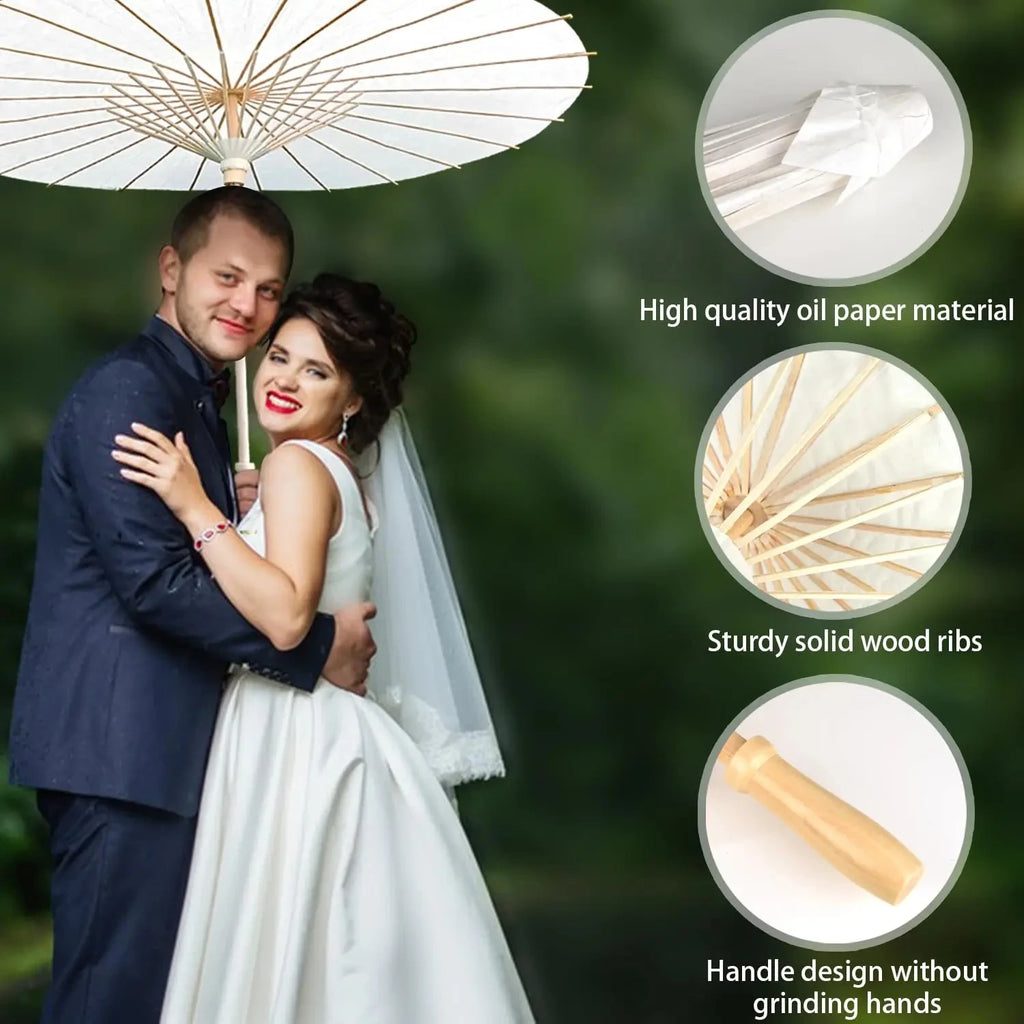 Paper Umbrella - 30-50PCS 80cm White Parasol for Wedding Decor.