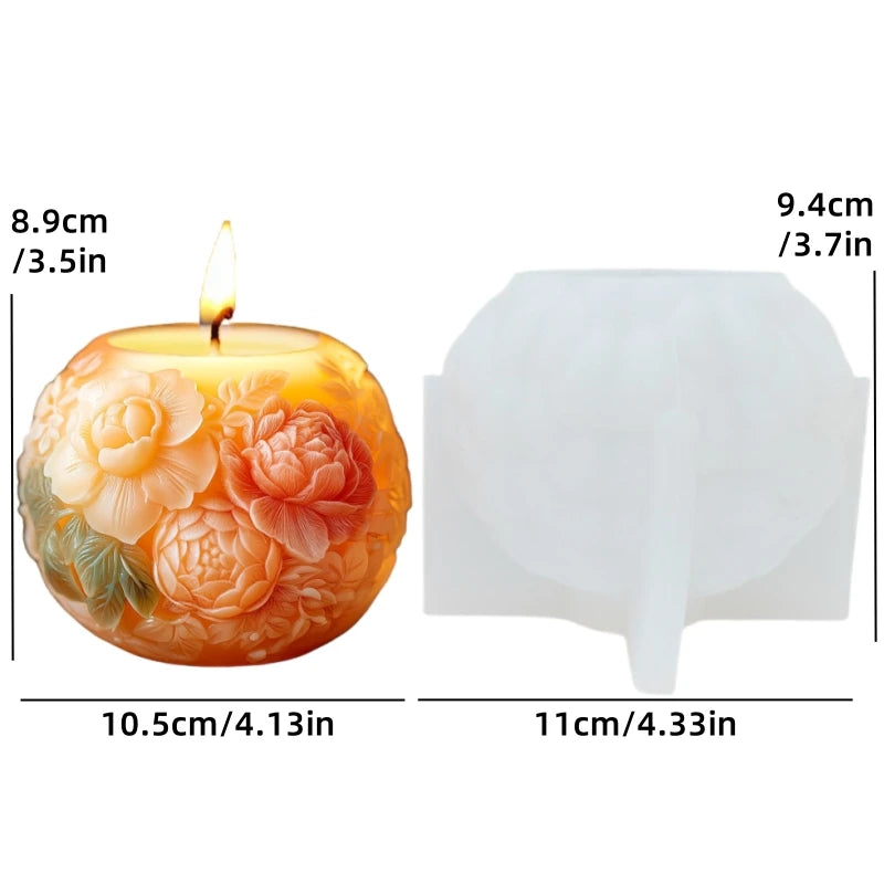 Grande stampo in silicone per candela a forma di rosa con fiore di peonia