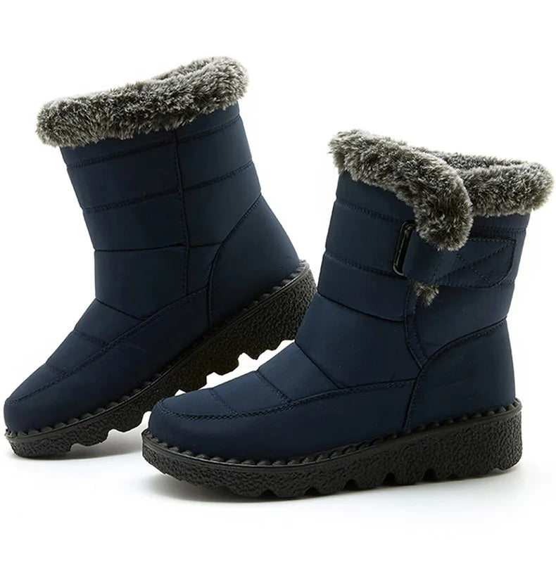 Botas de invierno para mujer, botines de tacón bajo, botas de nieve impermeables para mujer