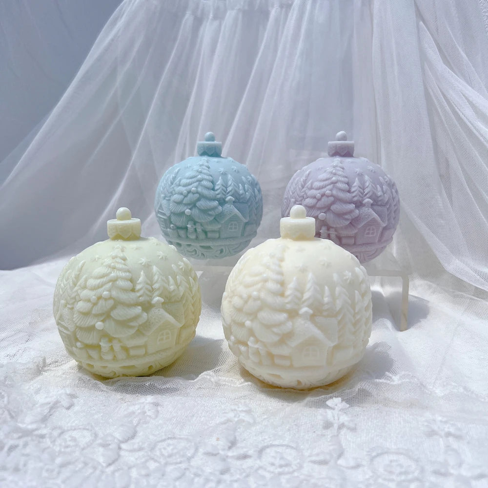 Kugelförmige Silikon-Kerzenform, 5 Designs, Weihnachten