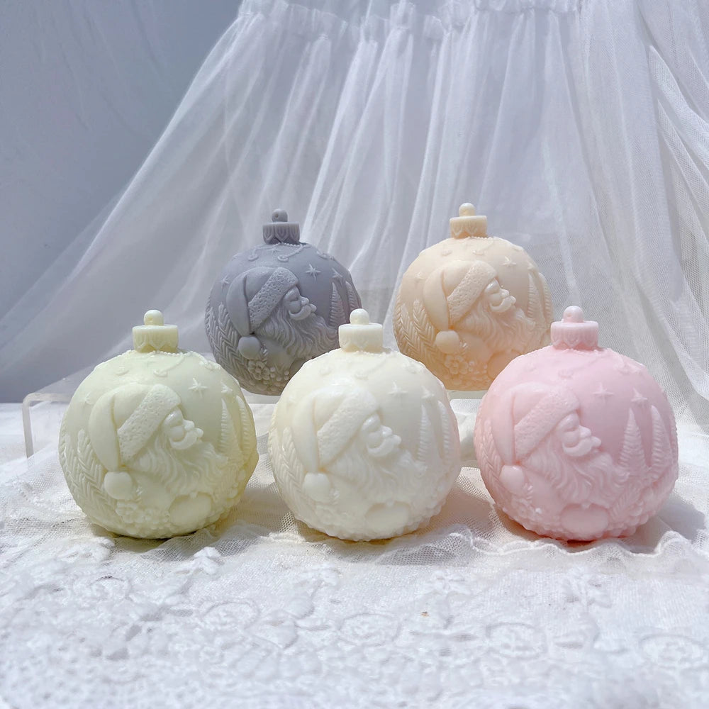 Kugelförmige Silikon-Kerzenform, 5 Designs, Weihnachten