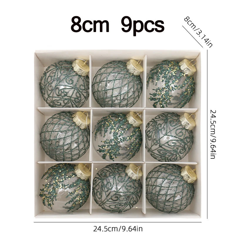 Juego de bolas navideñas para fiestas irrompibles transparentes de 8 cm.