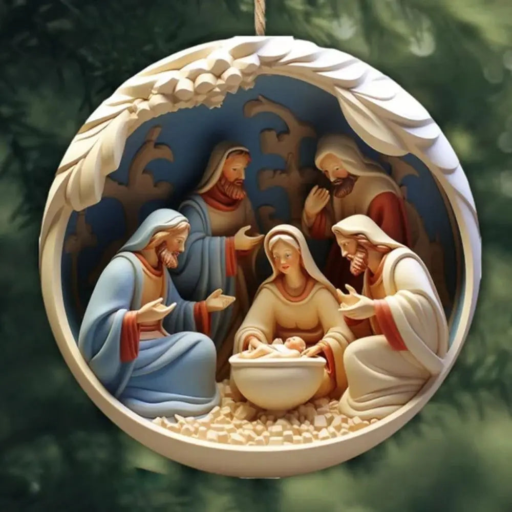 Weihnachtsanhänger, 3D-bemalte Krippenfigur, Weihnachtsbaumschmuck