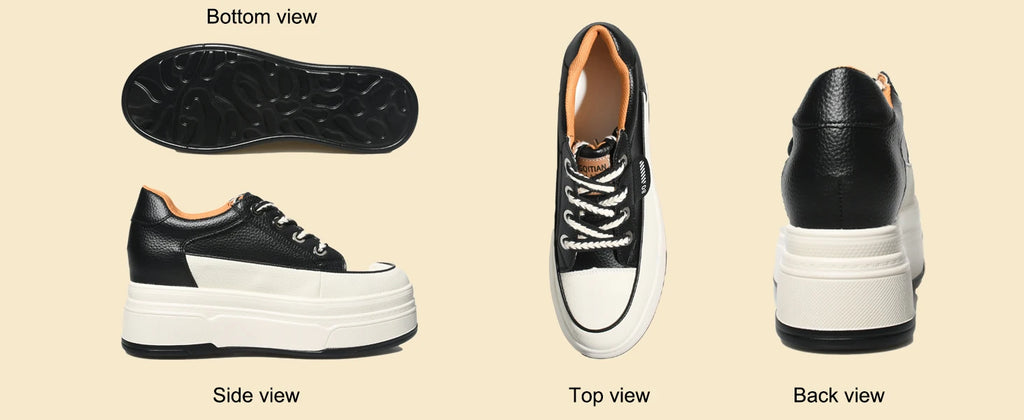 Zapatillas de plataforma Fujin para mujer de piel auténtica