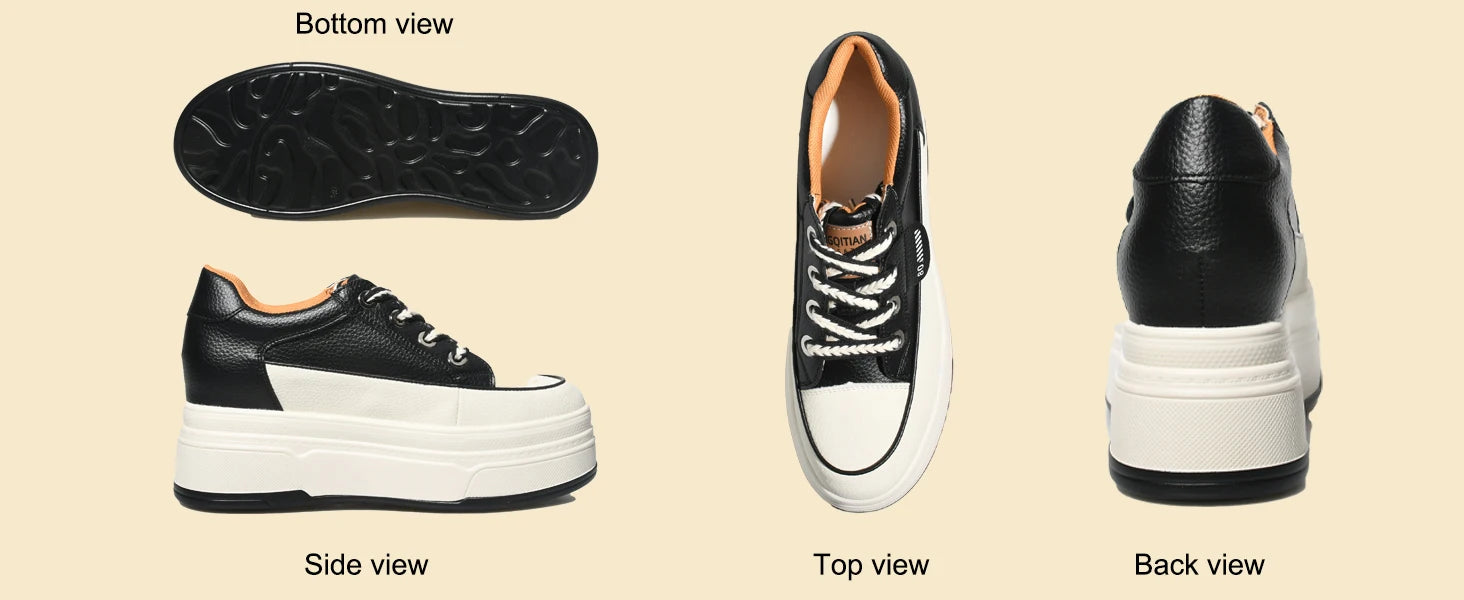 Zapatillas de plataforma Fujin para mujer de piel auténtica