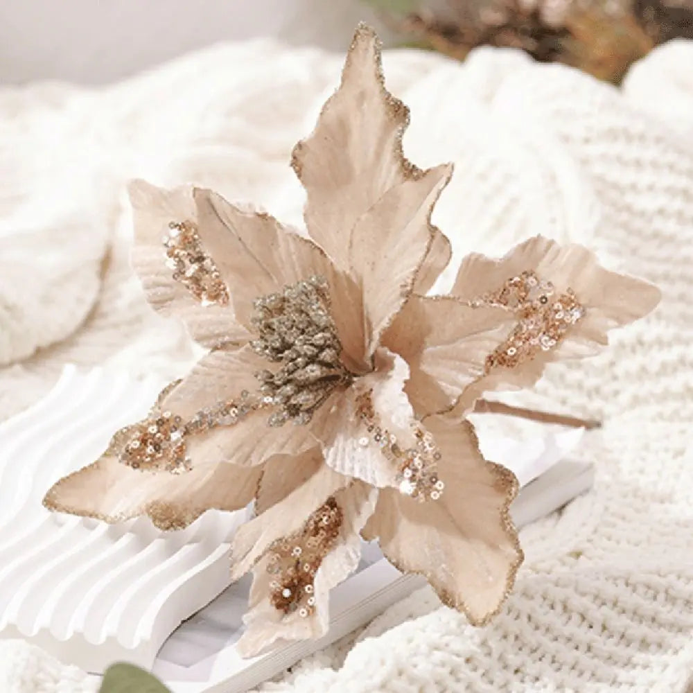 Hanging Glitter Flower 4 Colors Unique Beautiful Artificial Christmas Flower