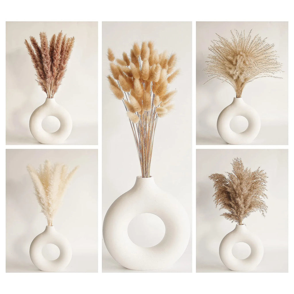 120 flores artificiales secas de cola de conejo de las pampas esponjosas