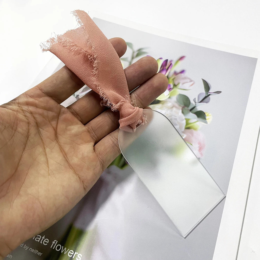 Segnaposto per matrimonio in acrilico, con etichetta in acrilico satinato, arco da 10/20/50 pezzi