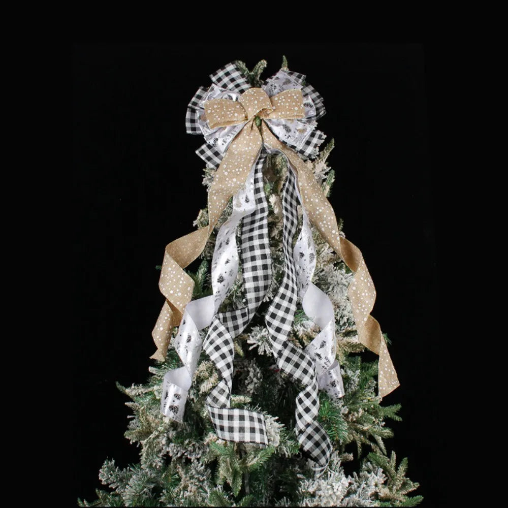 Decoración navideña con lazo para árbol colgante con cinta larga