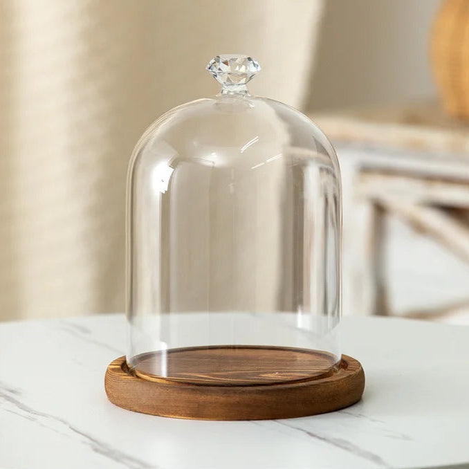 Kerzenhalter Glasdeckel Holzsockel Aromatherapie