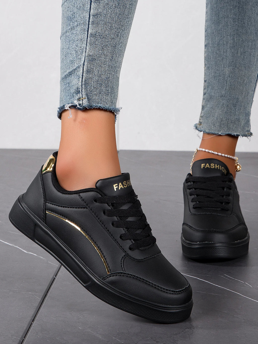 Leather Platform Sneakers for Women Classics Comfort  Non-Slip