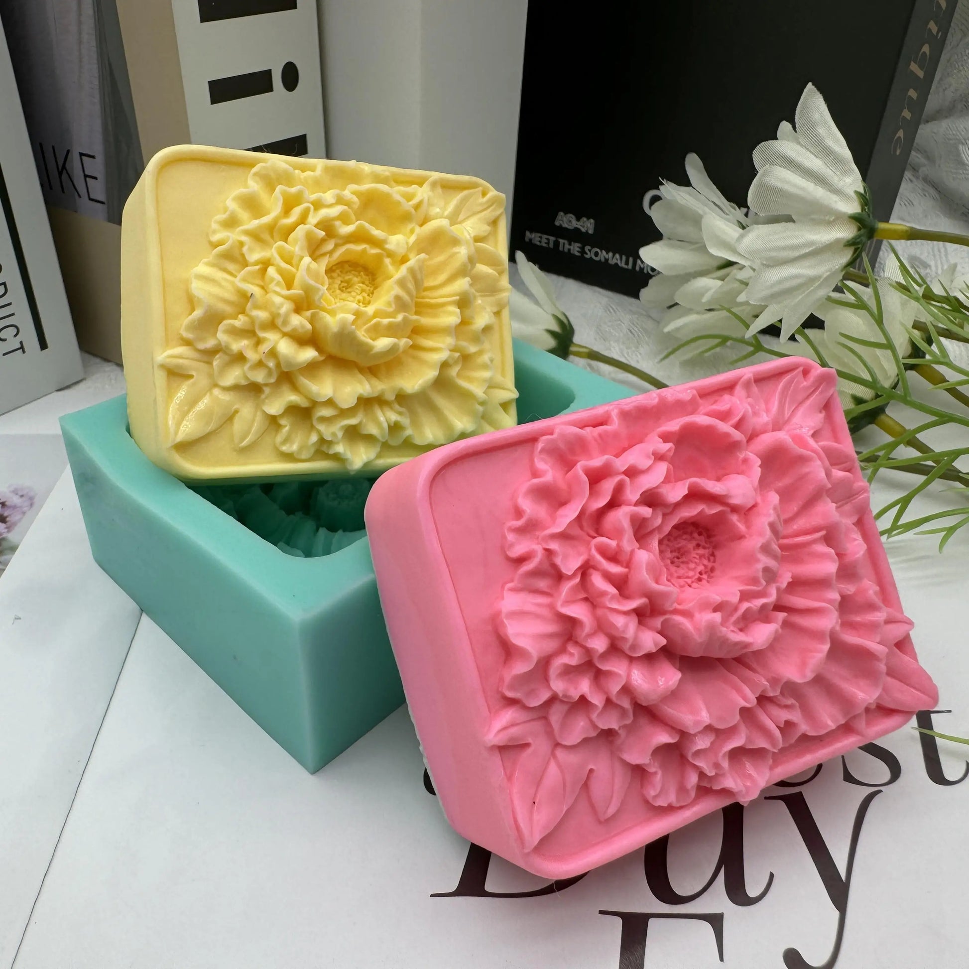 Elegant Sunflower Soap Mold 3D Rectangler