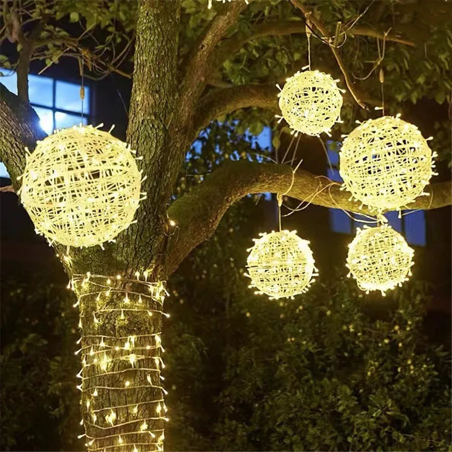 Christmas  Lights LED Rattan Ball String Outdoor 20CM 30CM.