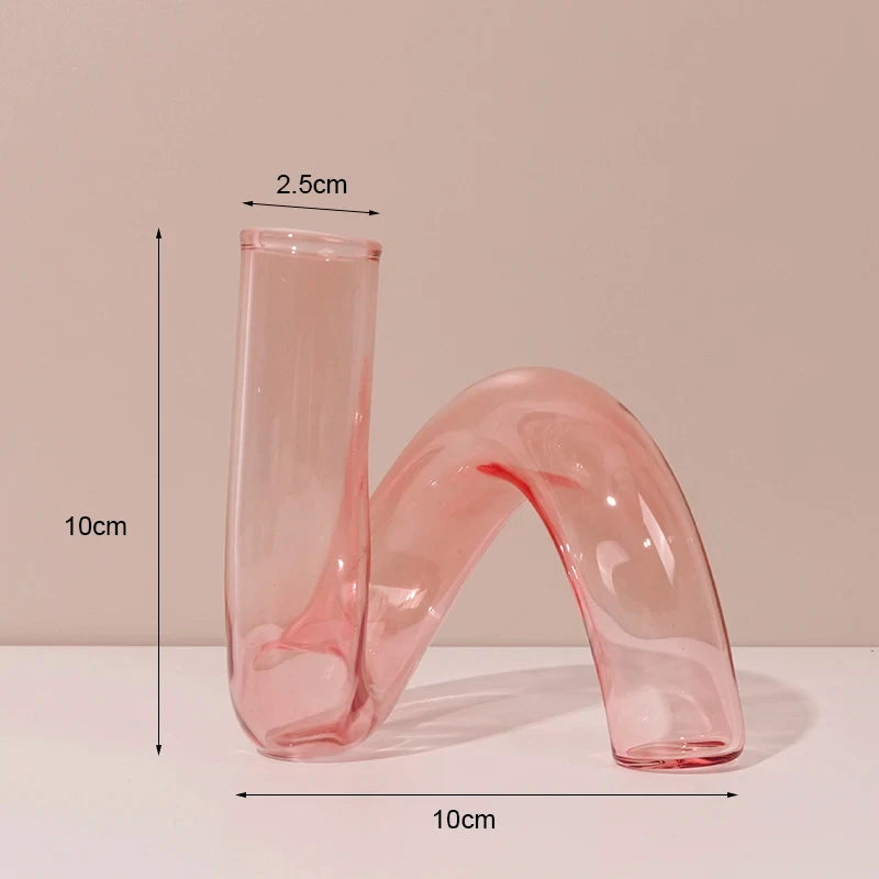 Marineblauer Kerzenhalter aus Glas mit Streifen und Blumenmuster