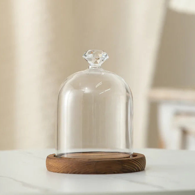 Kerzenhalter Glasdeckel Holzsockel Aromatherapie