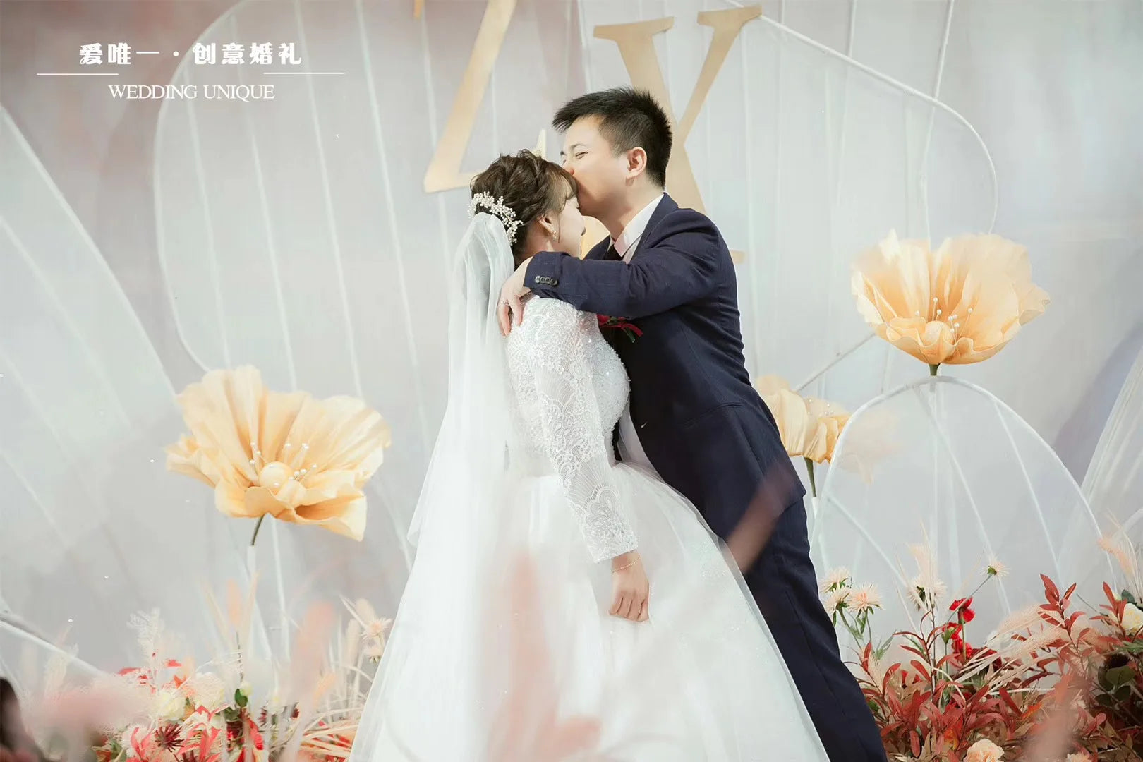 Flores artificiales de espuma de plomo grandes con soporte de 50/60/75 cm