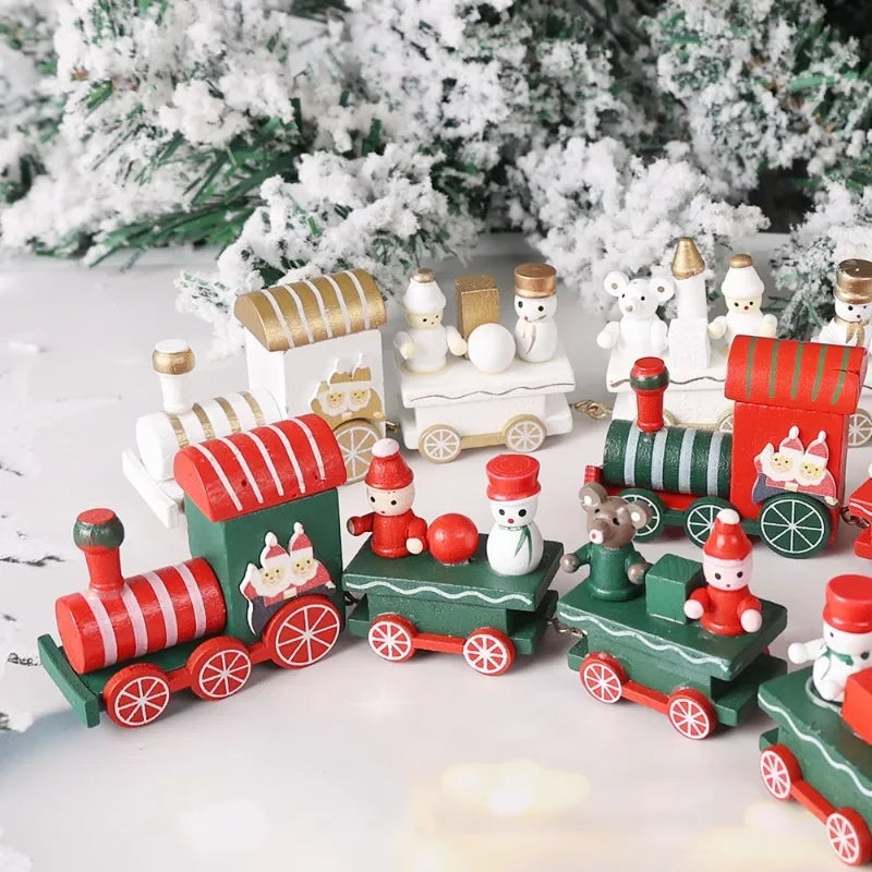 Decorazioni natalizie a forma di treno in legno, decorazione per torta di Babbo Natale