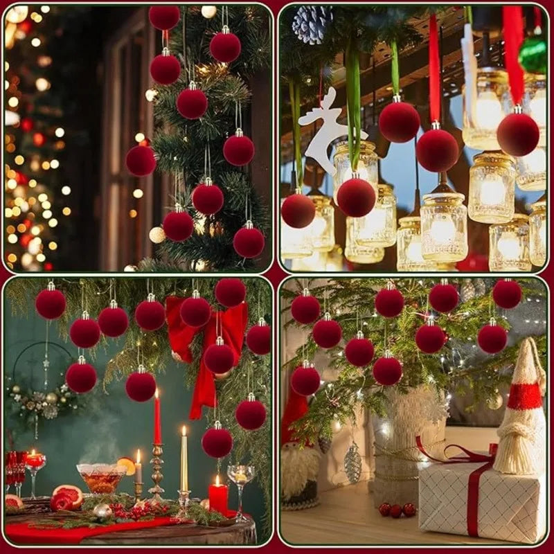 Bolas de Navidad de terciopelo, 6cm, decoración para árbol de Navidad.