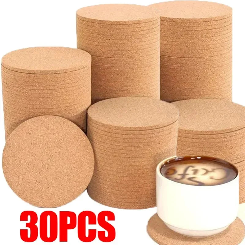 Non-Slip Cork Coaster Natural Round Wooden Cup Mat Pads