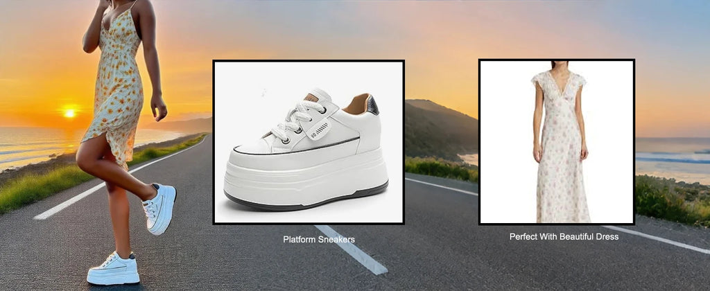 Zapatillas de plataforma Fujin para mujer de piel auténtica