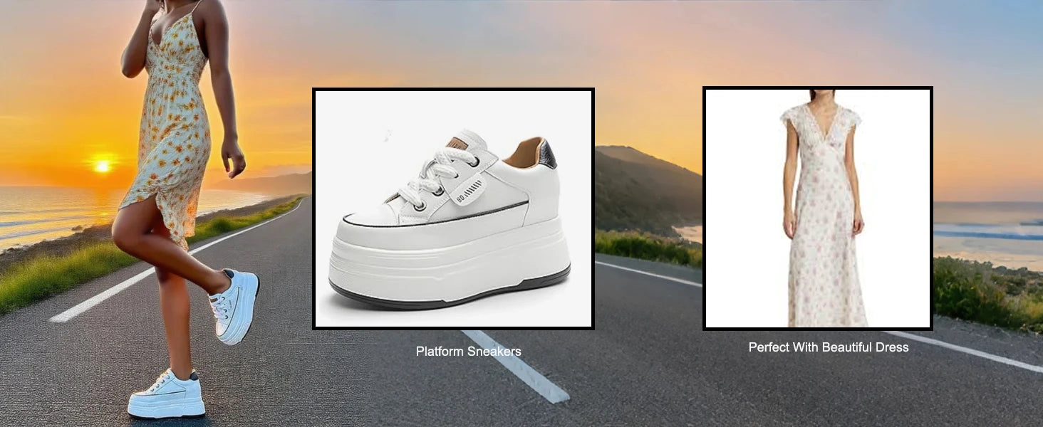 Zapatillas de plataforma Fujin para mujer de piel auténtica