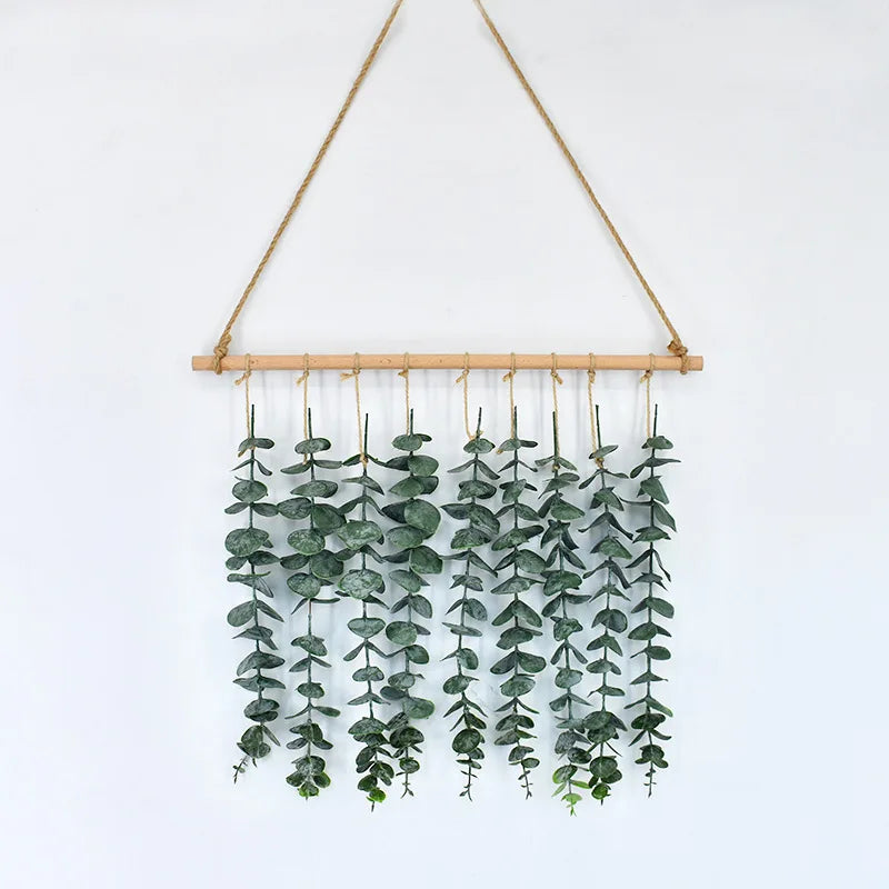 Tallos de eucalipto artificiales, planta falsa de dólar de plata.