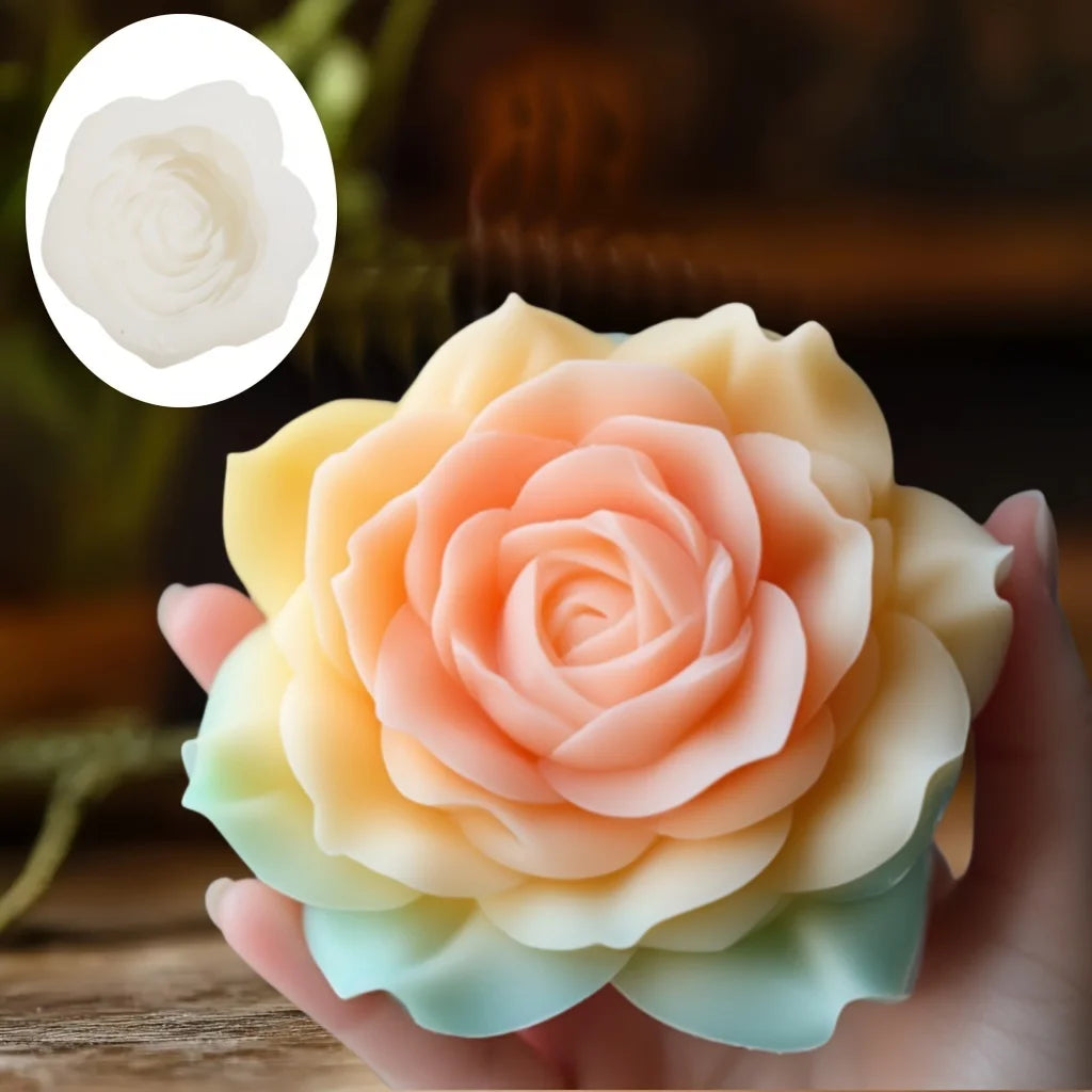 Large Peony Flower Candle Silicone Mold 3D