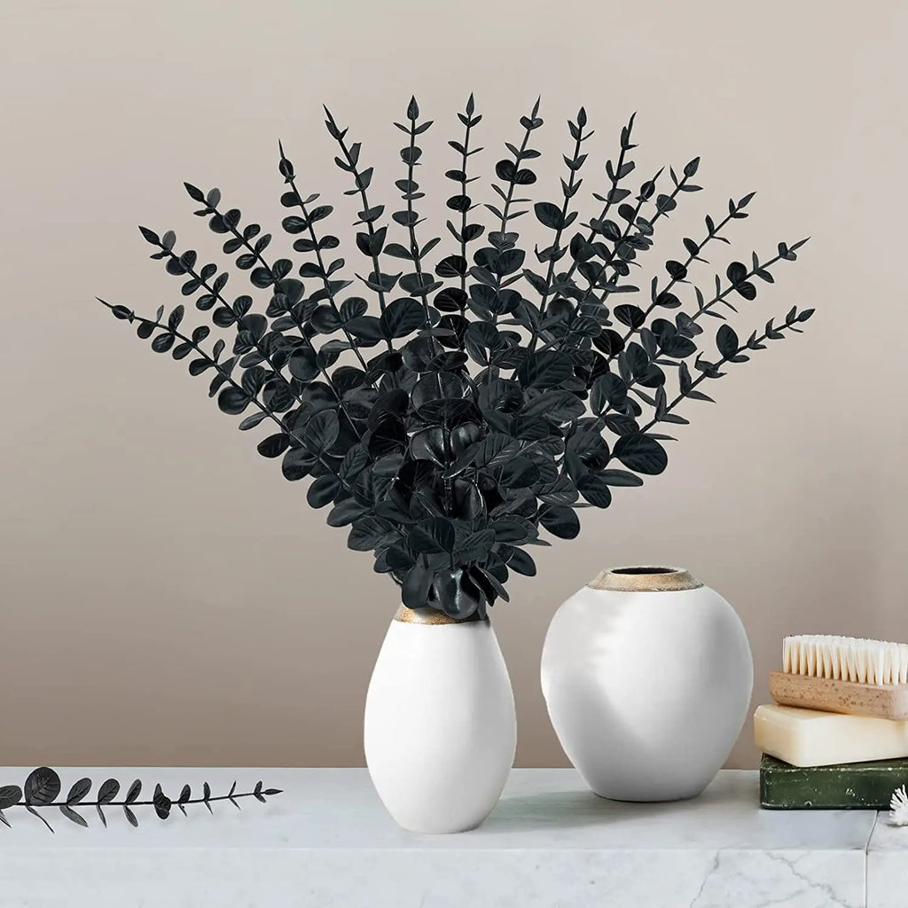 Tallos de eucalipto artificiales, planta falsa de dólar de plata.