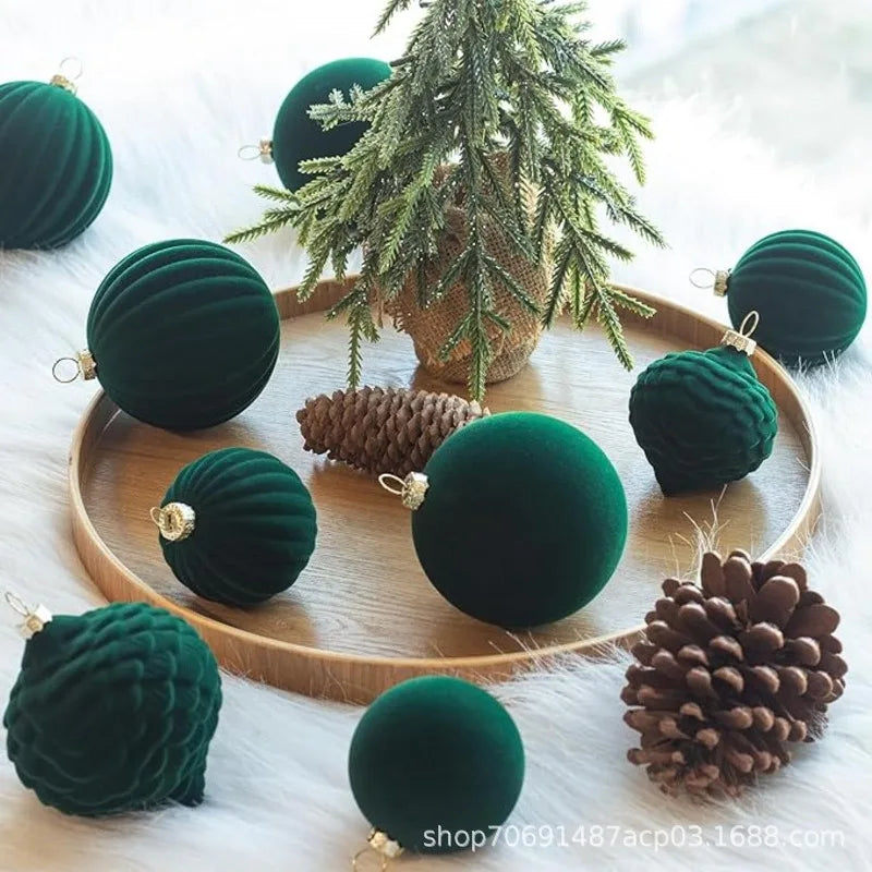 Bolas de Navidad de terciopelo, 6cm, decoración para árbol de Navidad.