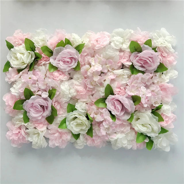 Decoración de fondo de pared con flores artificiales de rosas de seda rosa