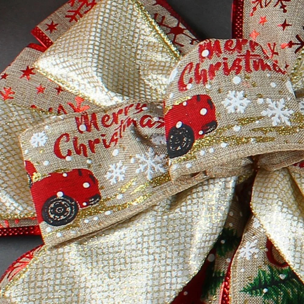 Decoración navideña con lazo para árbol colgante con cinta larga