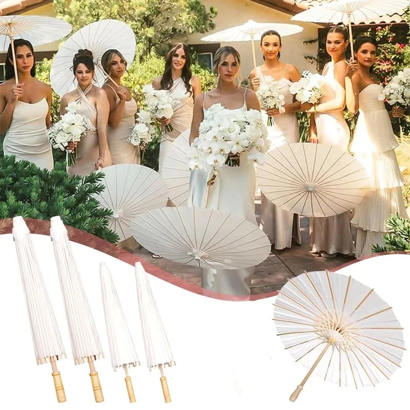 Paper Umbrella - 30-50PCS 80cm White Parasol for Wedding Decor.