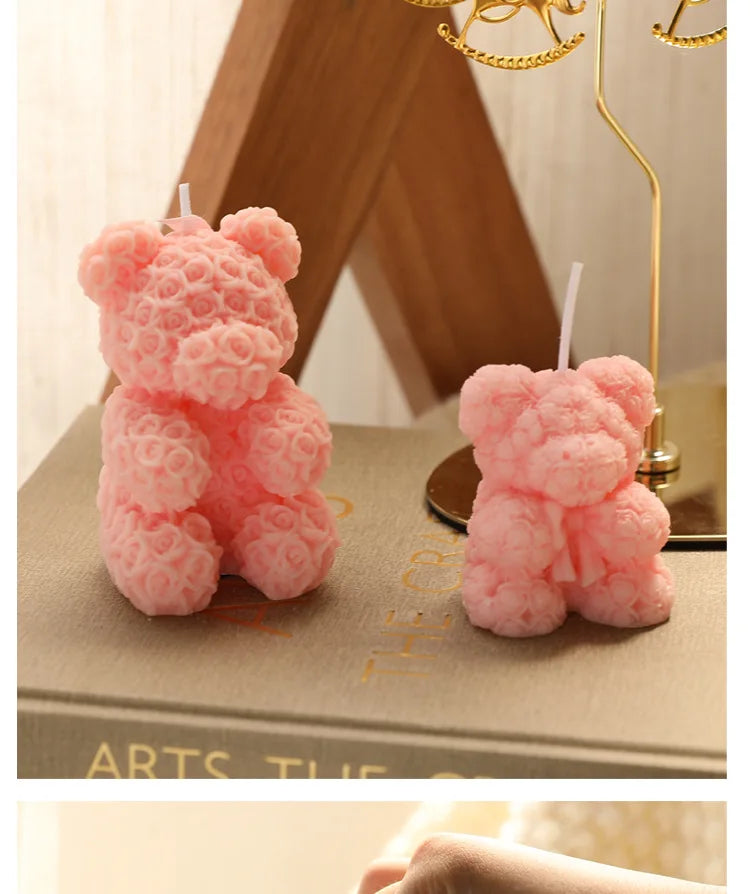 Candle Rose Bear Aromatherapy Lovely Scented.
